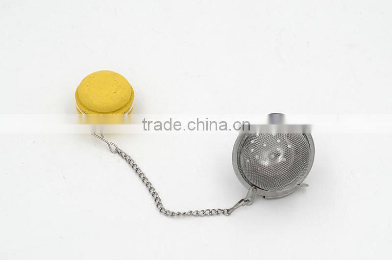 Hot sale tea lovers metal tea infuser , tea strainer filter with macaron tip decoration