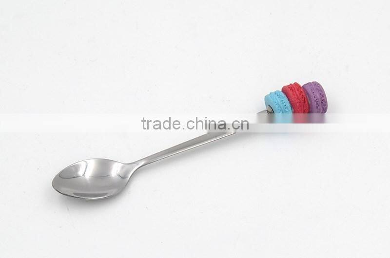 Purple blue red colored macaron design fruit spoon