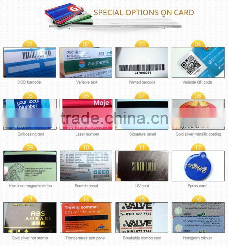 Factory support plastic rfid rewritable smart card