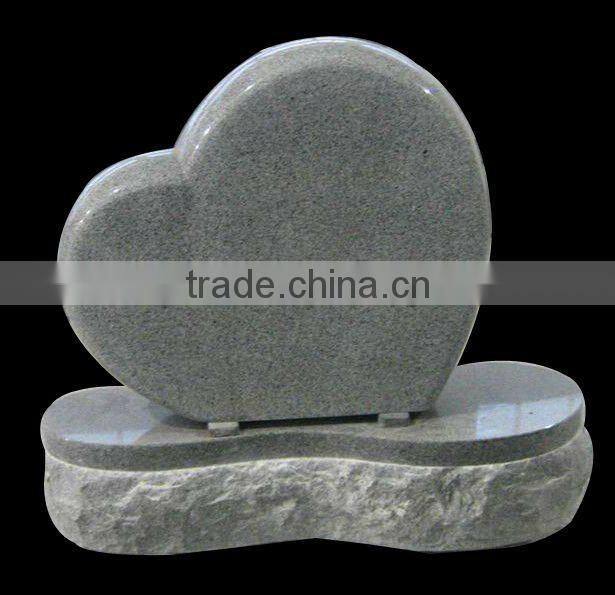 Elaborately Hand Carved Natural Granite Funeral Decorative Heart Headstone