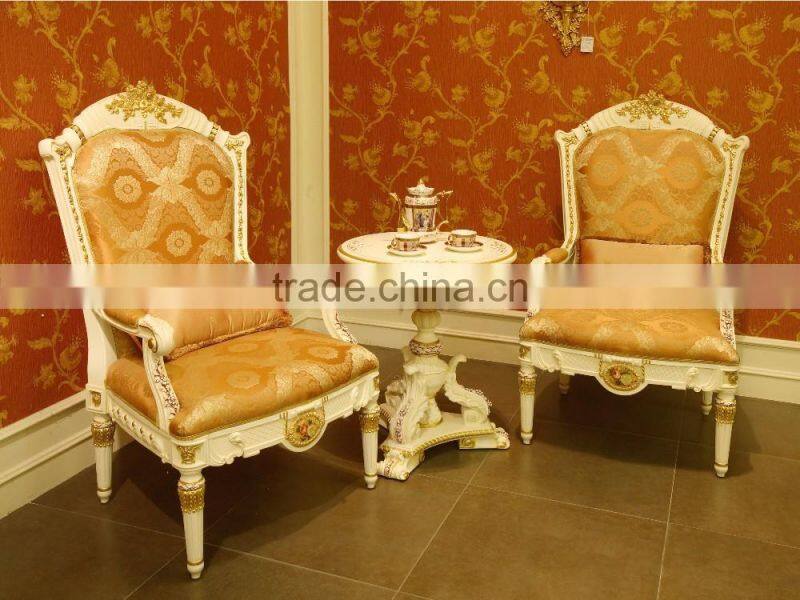 French Graceful Wood Carving Bedroom Set, Luxury Home Gilt Bedroom Furniture, Fancy White Hand Painted Super King Size Bed