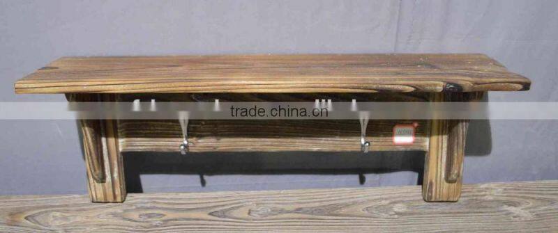 antique hanging wooden wall shelf with distressing