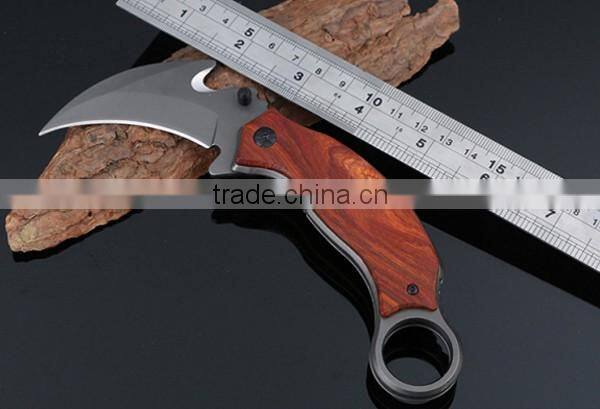 High Quality Outdoor Survival Wooden Handle Hunting Hook Knife