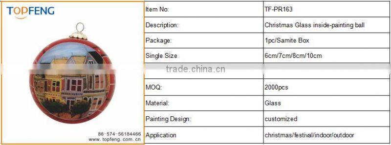 2016 hot design glass christmas painting ball/hanging glass ball/hanging glass ball