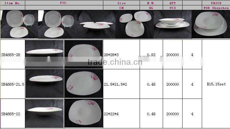 12 pcs dinnerware set with pig pattern decal
