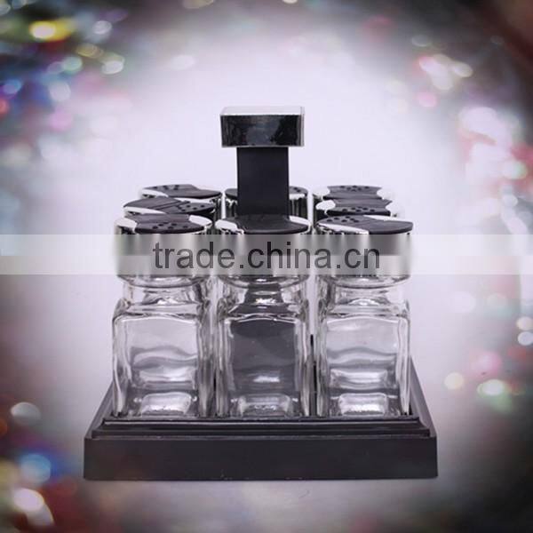 high quality glass spice jar set with rack