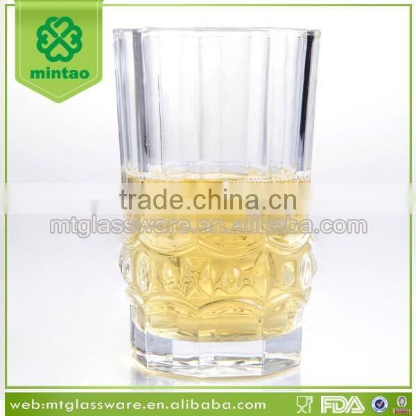 Hot machine made embossed wiskey glass