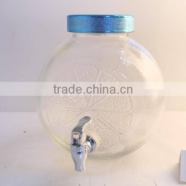 2015 Machine made orange shaped glass beverage dispenser, candy glass fruit jar