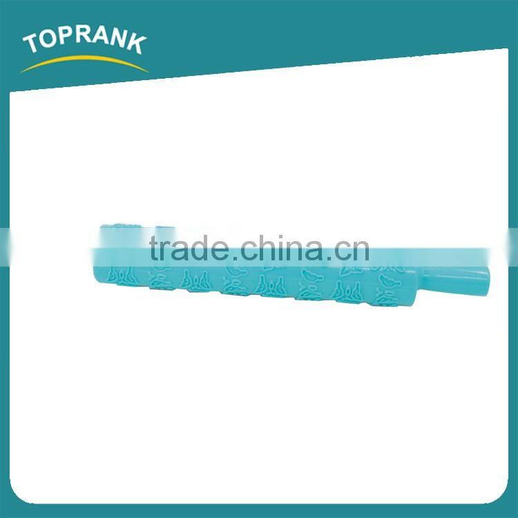 Toprank Promotional Food Grade Plastic Baking Fondant Rolling Pin Butterfly Pattern Chapati Rolling Pin