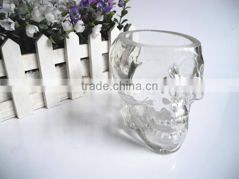 clear unique skull shaped ornament glass candle container