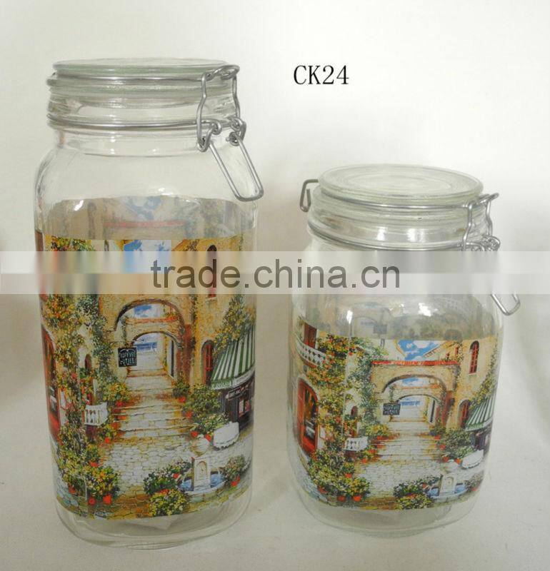 elegant chinese decorative sealed glass jars with clip cap