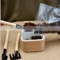 Antique old hemp rope bucket brown flowerpot small ice bucket