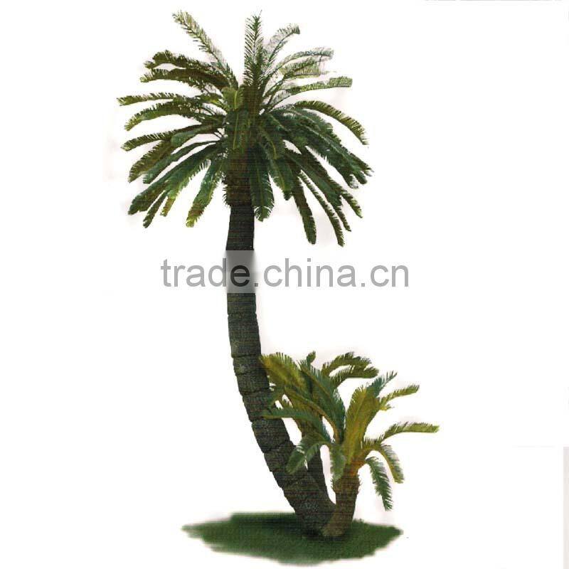 Outdoor Artificial Palm Trees with Bent Tree Trunk for Park Decoration