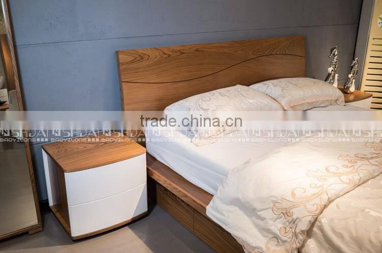 Queen Size Simple Design Wooden Bed Room Furniture With Four Drawers