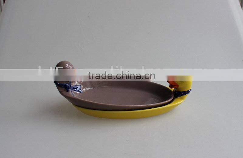 hand painting French ceramics cute duck plates