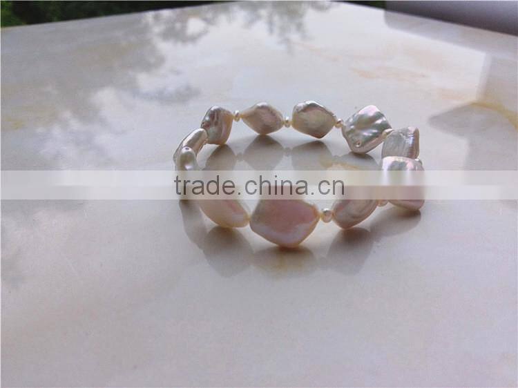 white diamond shape freshwater pearl bracelet wholesale 10-12mm