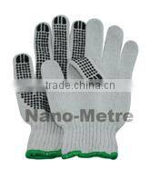 NMSAFETY 10 gauge natural cotton knitted gardening gloves pvc dotting gloves