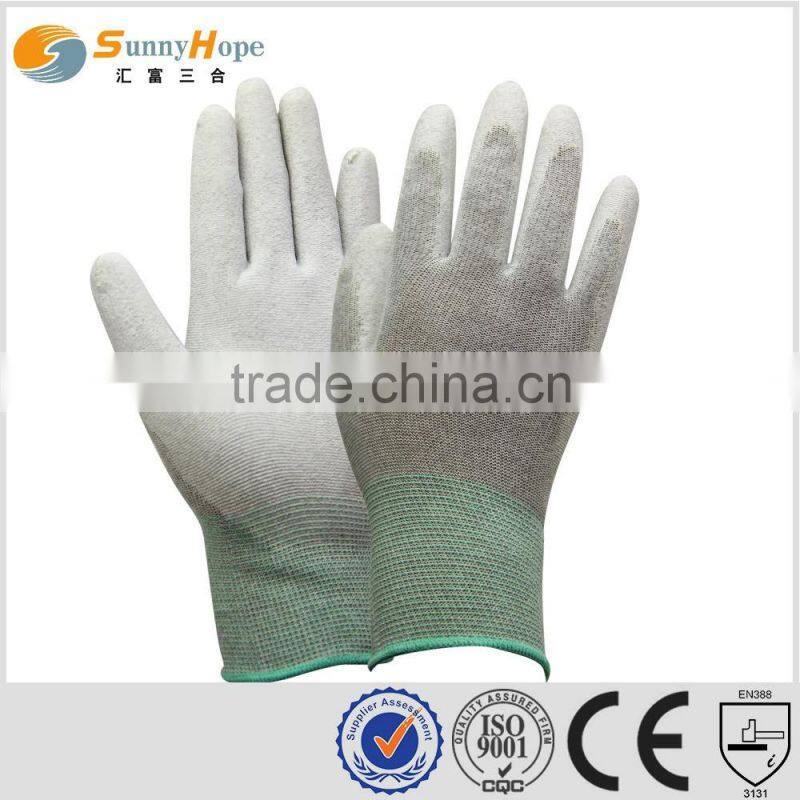 Sunnyhope cut resistant 13 Gauge Carbon Fiber grey pu coated gloves