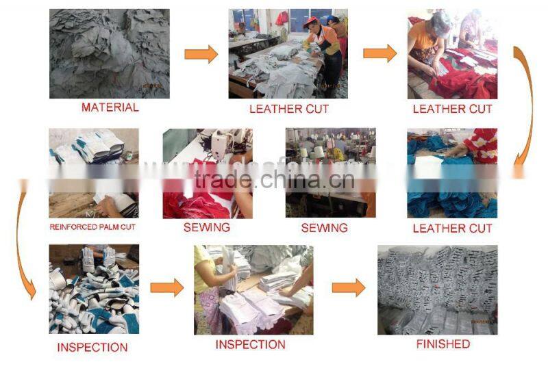 DDSAFETY 2017 Cow Split Leather Glove Full Palm Stripe Cotton Back Rubberized cuff