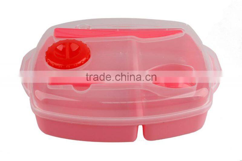 Promotional Hotsale Microwave Use Plastic Lunch Box With Cutlery Set
