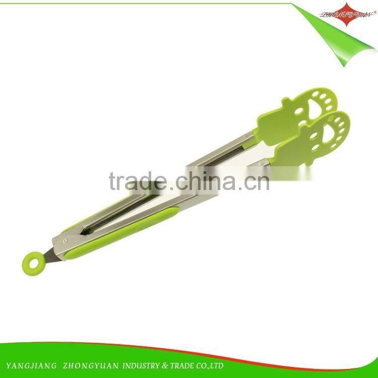 ZY-H3014 New Fashion Eco-Friendly Food tongs for children Green 12"utensil tongs