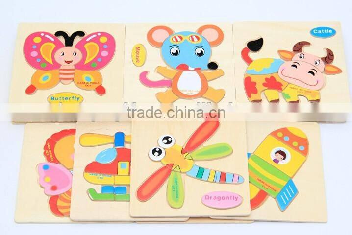 Animals Shapes Wooden Jigsaw Puzzles For Children Intelligence Educational Toys