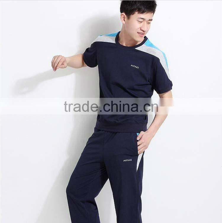 brief embroided o-neck short sleeve with pants men' sport suit