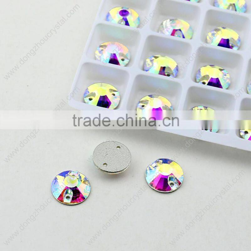 Colors round sew on crystal rhinestones,flatback crystal stones factory direct