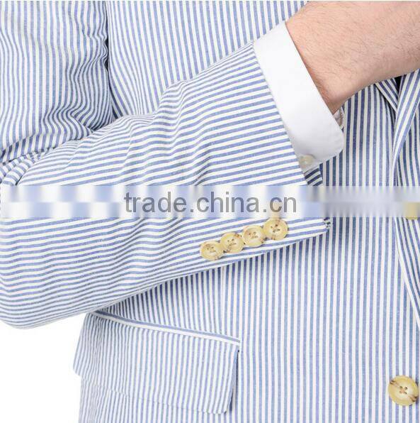 Men's Blue Seersucker 2-button Jacket