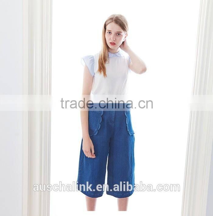 latest design high waist lady fashion classic blue jeans pants