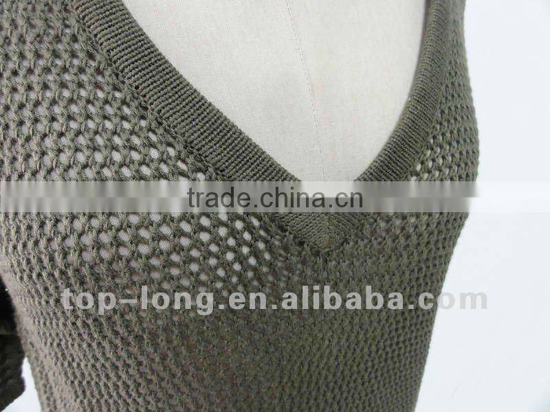 2012 fashion mesh v neck women's sweater dress knitwear