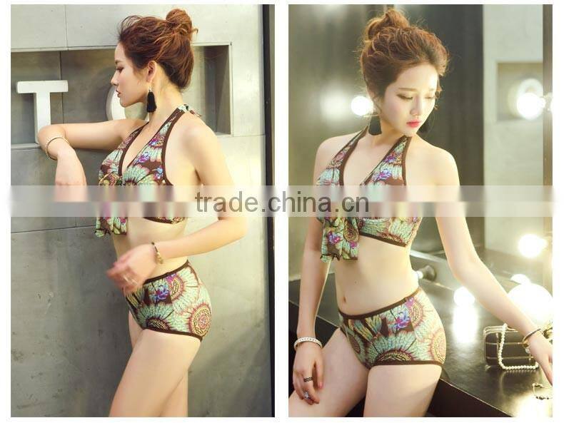 Sexy Sailed Women Sports Padded Bikini Swimwear with mixed print