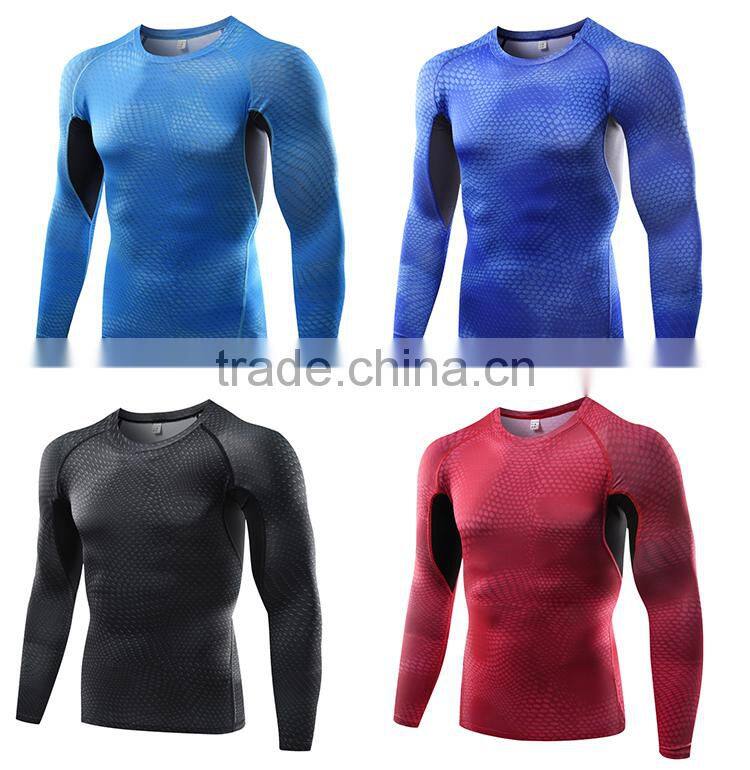 Custom Bodybuilding skin plain t shirt sublimation long sleeve compression shirt men's