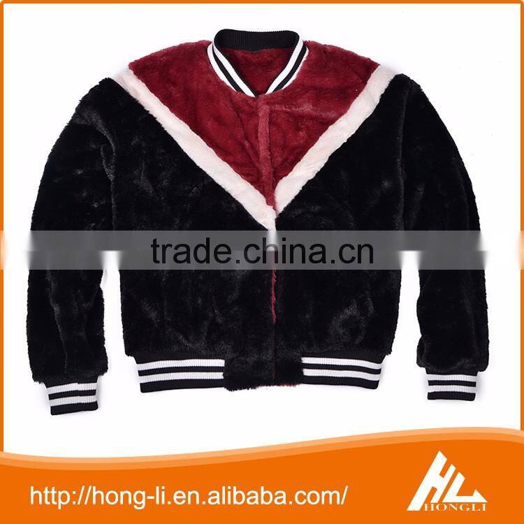 Custom made 100% polyester women's fur windbreaker jacket