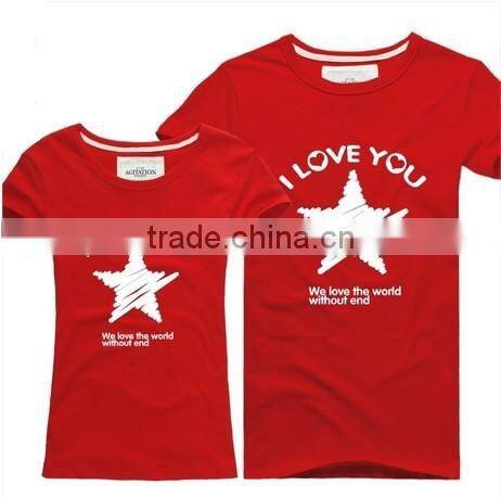 100% cotton o-neck couple t-shirt custom wholesale from china