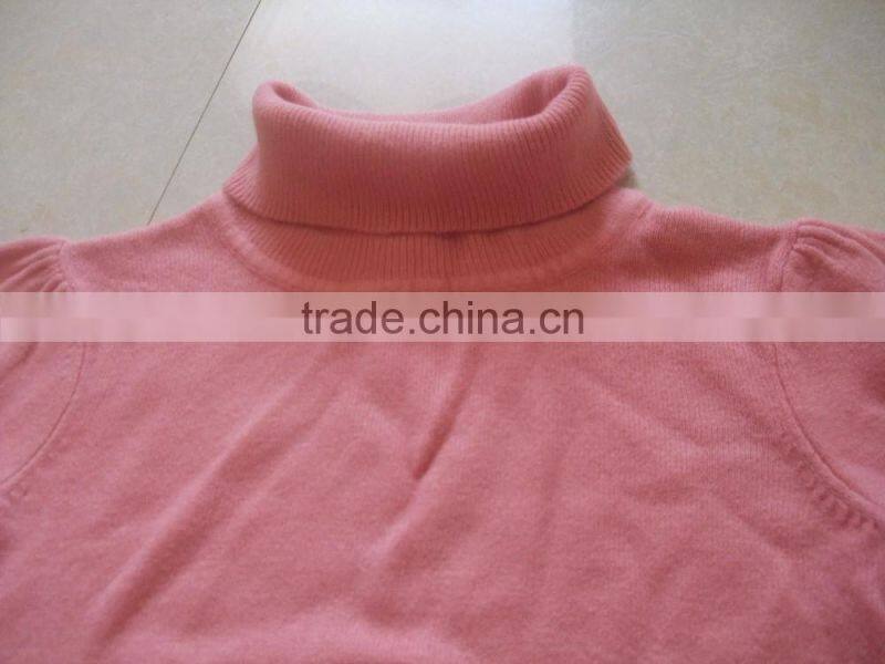 China latest fashion design children winter long sleeve wear high neck pink thick kids girl sweater (BKNK5282)