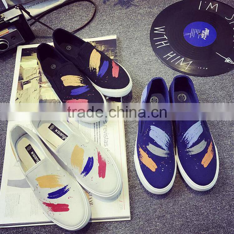Slip-on comfortable men colorful painting canvas shoes