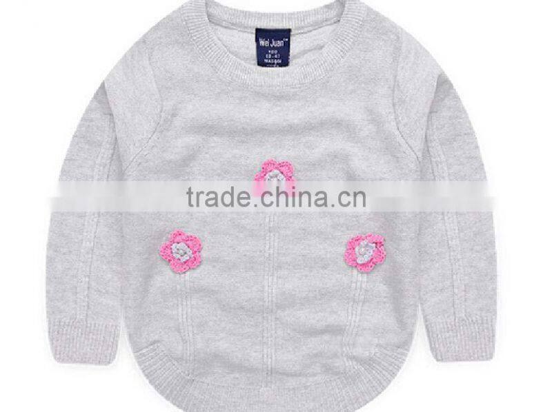 custom factory latest fancy embroidered flower winter kids cottton sweater