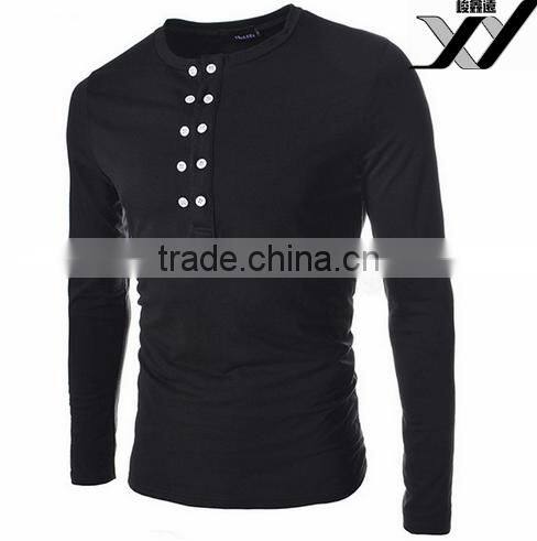 Men long sleeve polo shirt with button