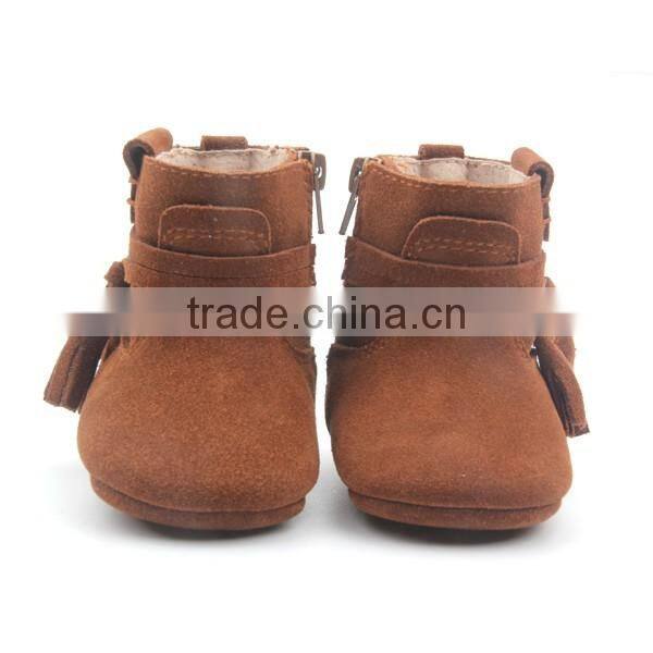 Fancy handmade genuine leather baby winter boots