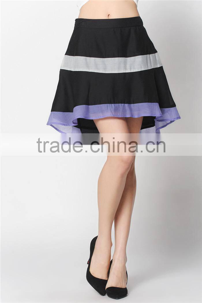 lovely purple hem designed casual women short front long back skirts