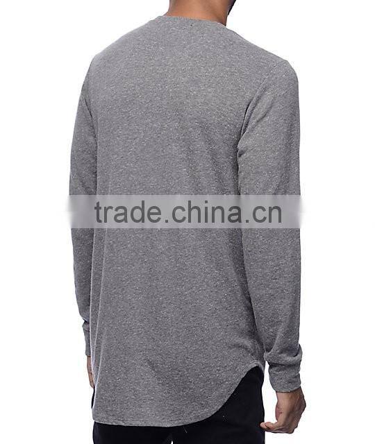 Distressed heathergrey long sleeve knit mens hoodie&sweatshirt