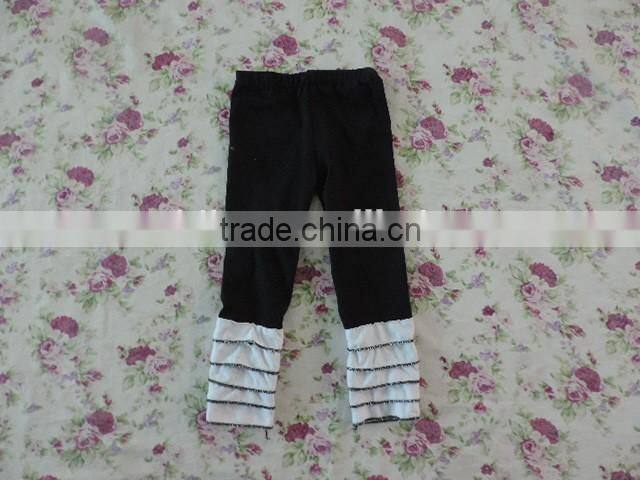 2017 Spring New Designs Baby Girls Comfortable Pants Kids Girls Cotton Capris White And Black Style