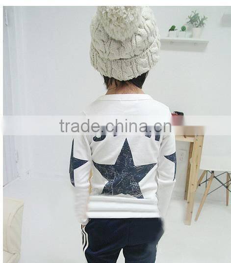 Spring 2016 Boys T Shirt Five Star Long Sleeve Children T Shirts Blue And White Cotton Kids t Shirts For Boys BT40318-6