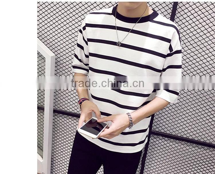 Stripe loose man short sleeve T-shirt