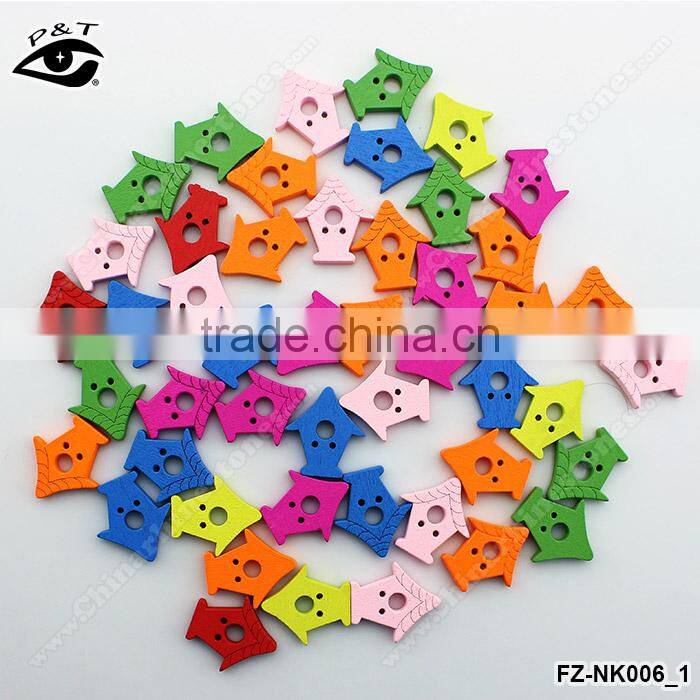 20x23mm House Shape Wood Buttons Flatback Buttons For kids clothing DIY Acceossires
