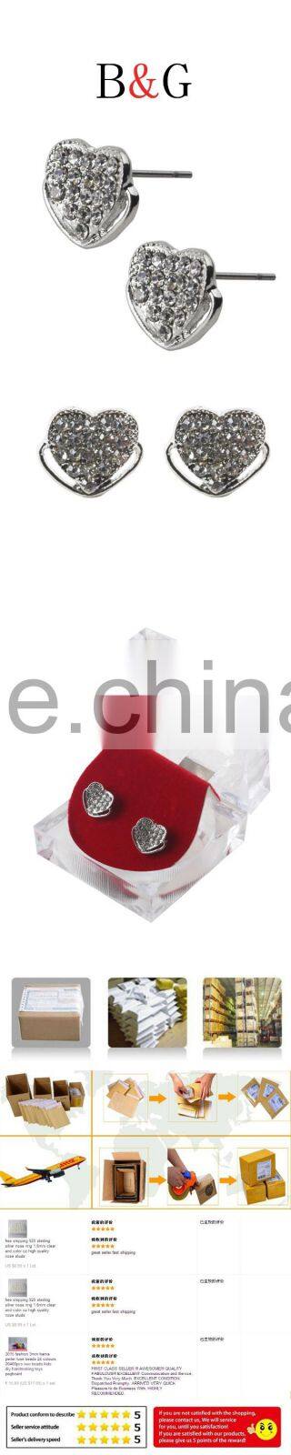 Customized Bohemian Latest Design Of Heart Diamond Sliver Earrings For Young Girls Wholesale
