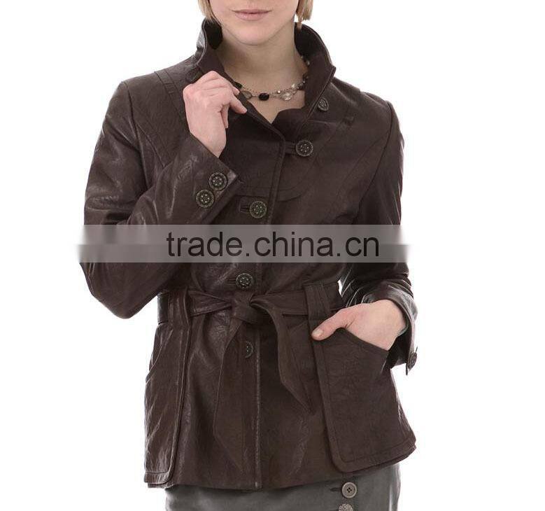 Short body Ladies leather jacket