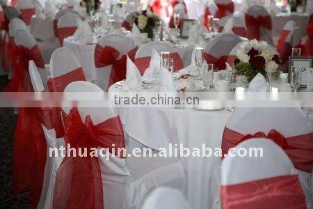 Polyester banquet chair cover with lamour satin sash