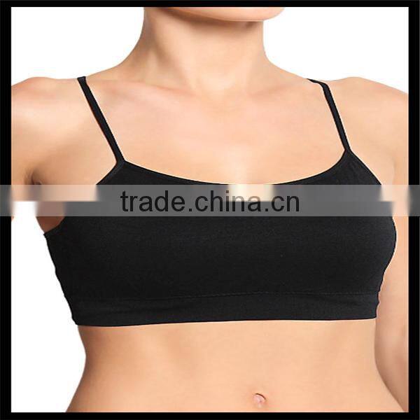 Seamless Cross Strap Back SPORTS BRA TANK TOP Stretch Bandeau Cami black color